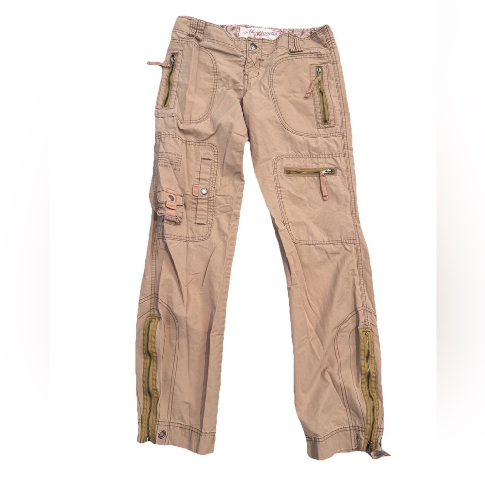 Vtg Abercrombie & Fitch Cargo Military Distressed Y2K Tan Pants Woman’s 4